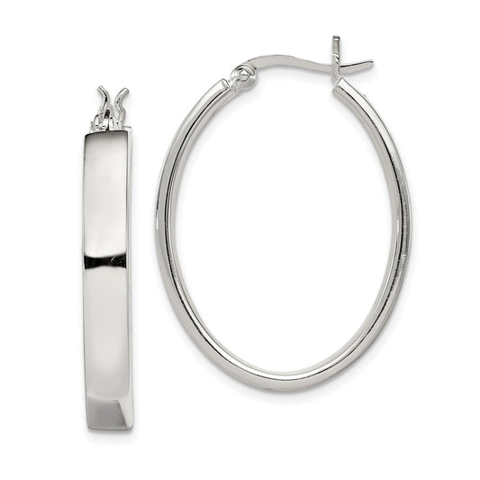 Sterling Silver Oval Hoop Earrings