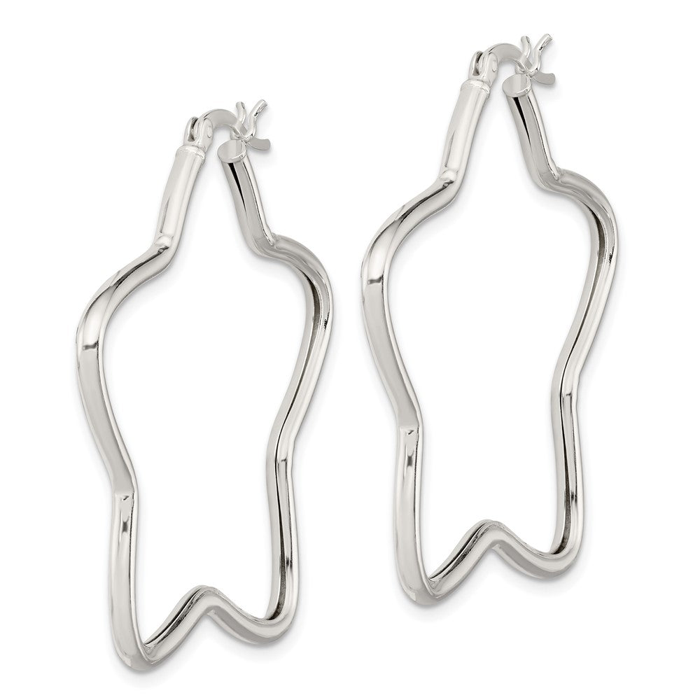 Rhodium-plated Sterling Silver 2mm Star Hoop Earrings