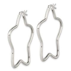 Rhodium-plated Sterling Silver 2mm Star Hoop Earrings