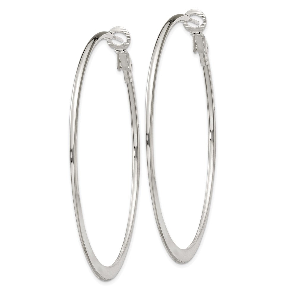 Sterling Silver 1.5mm Tapered Omega Back Hoop Earrings
