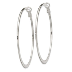 Sterling Silver 1.5mm Tapered Omega Back Hoop Earrings