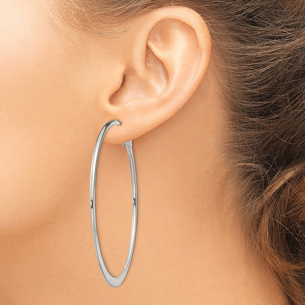 Sterling Silver 1.5mm Tapered Omega Back Hoop Earrings