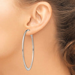 Sterling Silver 1.5mm Tapered Omega Back Hoop Earrings