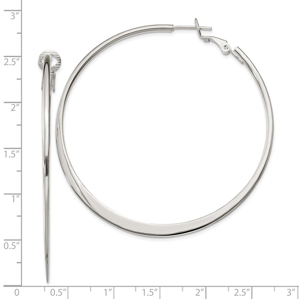 Sterling Silver 1.5mm Tapered Omega Back Hoop Earrings