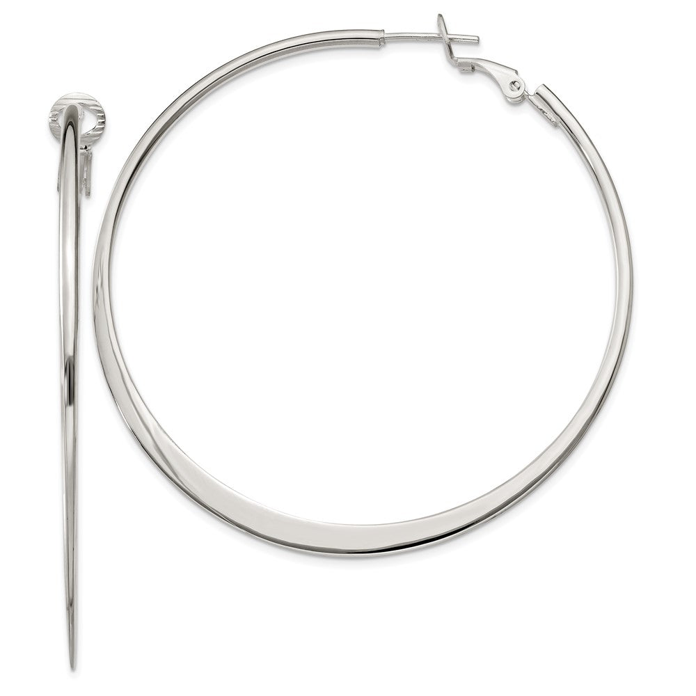Sterling Silver 1.5mm Tapered Omega Back Hoop Earrings