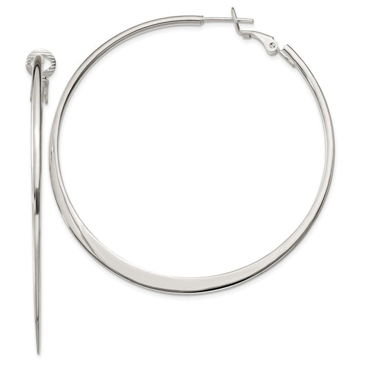 Sterling Silver 1.5mm Tapered Omega Back Hoop Earrings