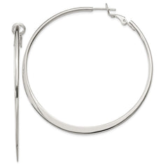 Sterling Silver 1.5mm Tapered Omega Back Hoop Earrings