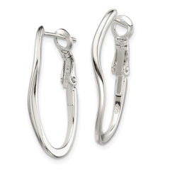 Sterling Silver Polished Wavy Omega Back Hoop Earrings