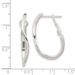 Sterling Silver Polished Wavy Omega Back Hoop Earrings