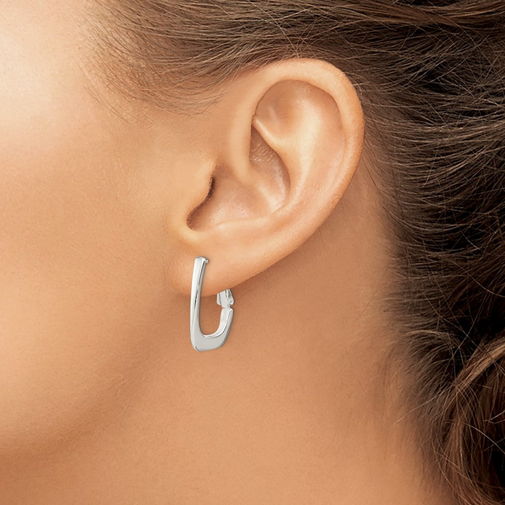 Sterling Silver Tapered Omega Back Hoop Earrings