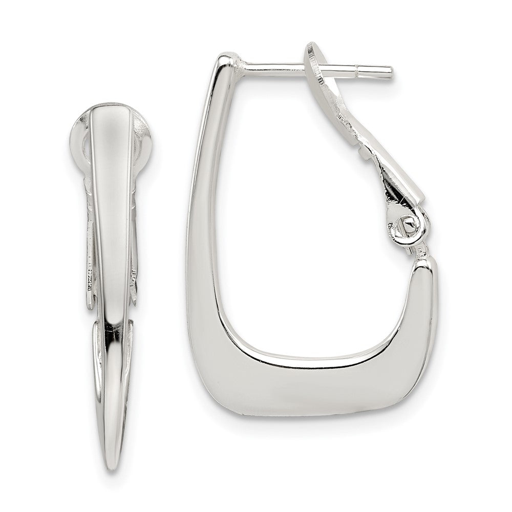 Sterling Silver Tapered Omega Back Hoop Earrings