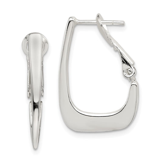 Sterling Silver Tapered Omega Back Hoop Earrings