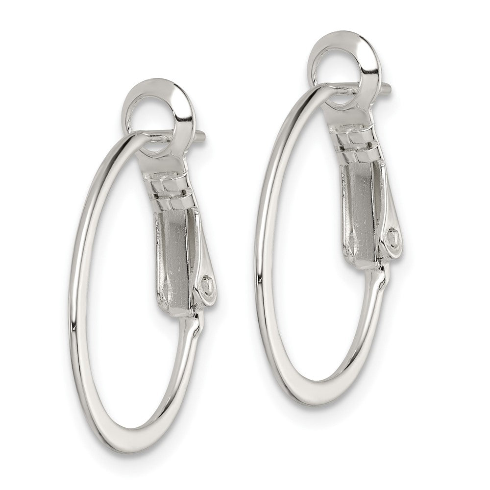 Sterling Silver 1.5mm Oval Omega Back Hoop Earrings