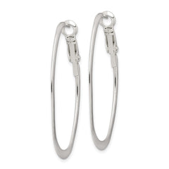 Sterling Silver 1.5mm Oval Omega Back Hoop Earrings