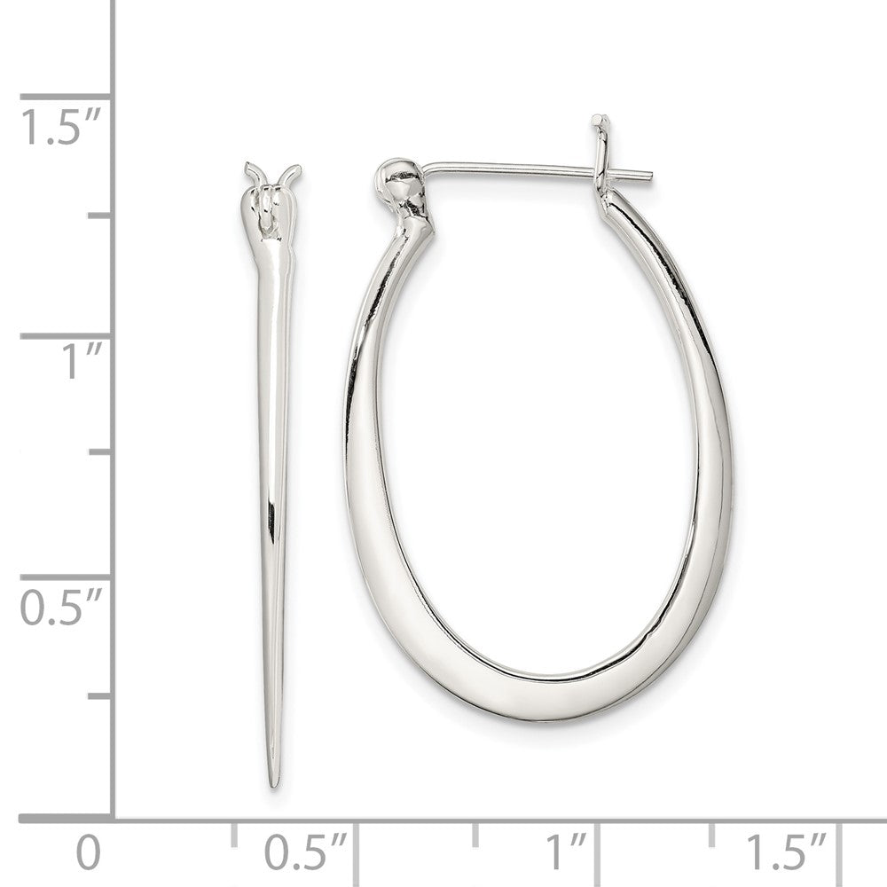 Sterling Silver Tapered Oval Hoop Earrings