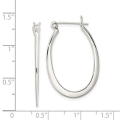 Sterling Silver Tapered Oval Hoop Earrings