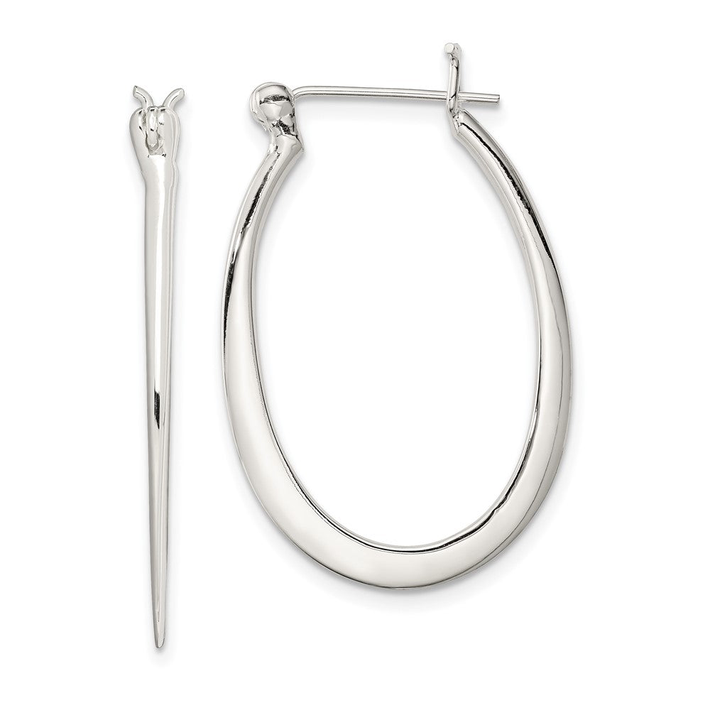 Sterling Silver Tapered Oval Hoop Earrings