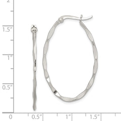 Sterling Silver Twisted Oval Hoop Earrings