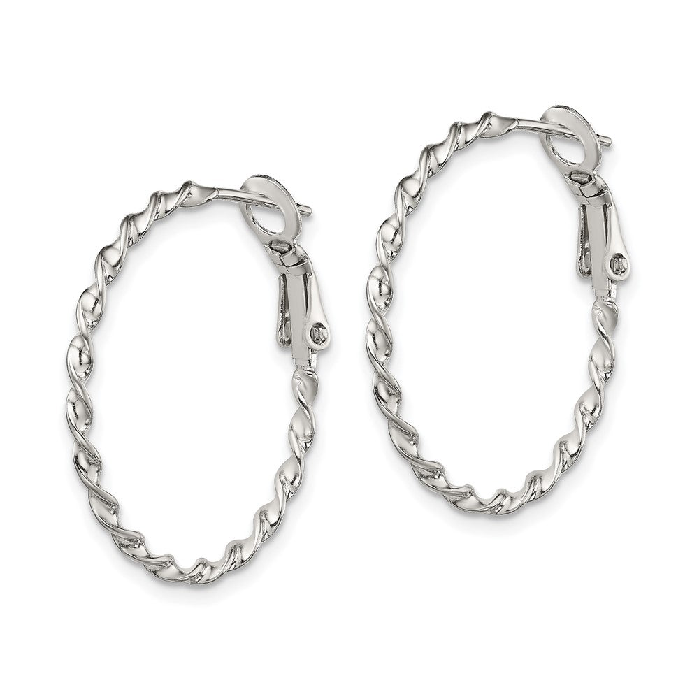 Sterling Silver Twisted Omega Back Hoop Earrings