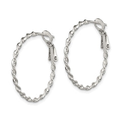 Sterling Silver Twisted Omega Back Hoop Earrings