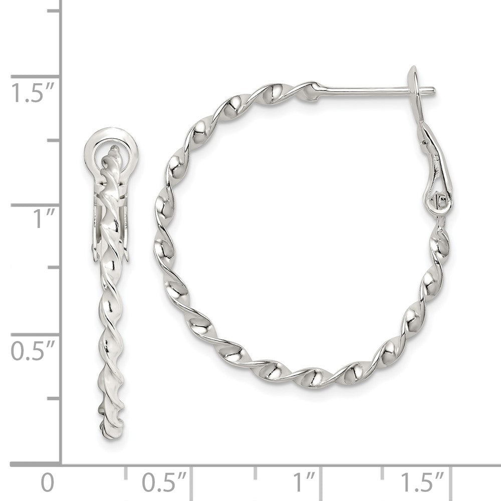 Sterling Silver Twisted Omega Back Hoop Earrings