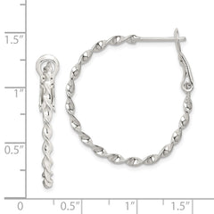 Sterling Silver Twisted Omega Back Hoop Earrings