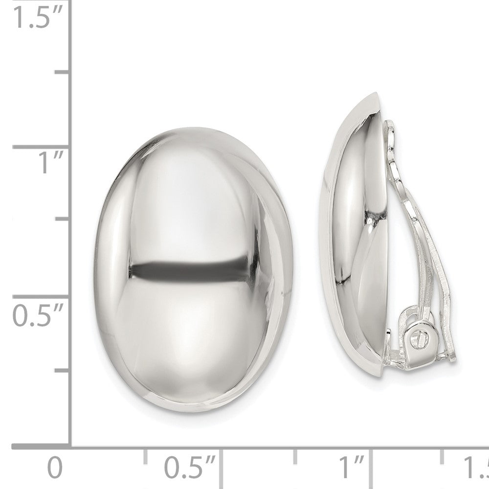 Sterling Silver Oval Non-Pierced Earrings