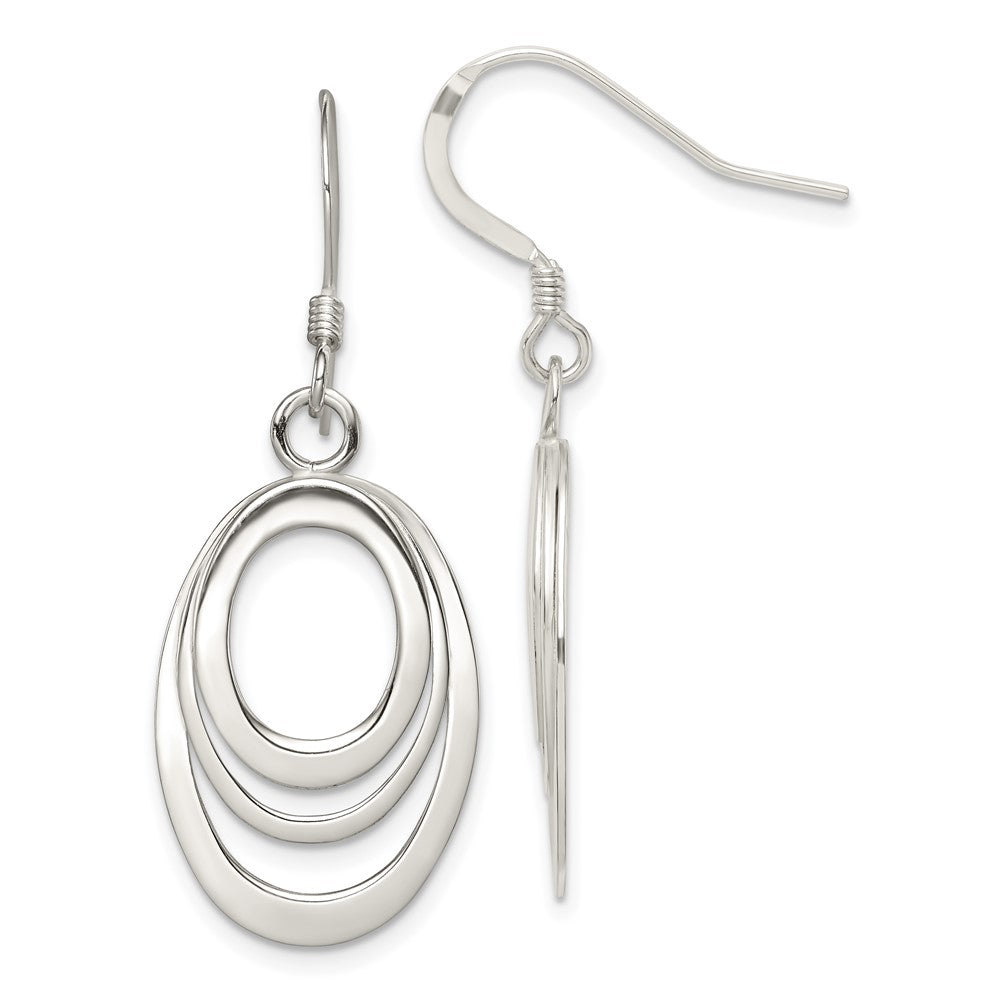 Sterling Silver Oval Dangle Earrings