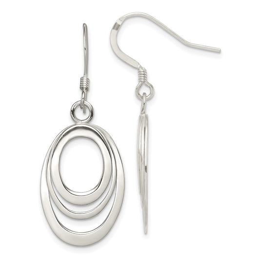 Sterling Silver Oval Dangle Earrings