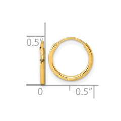Yellow Gold-plated Sterling Silver 1.3mm Endless Hoop Earrings