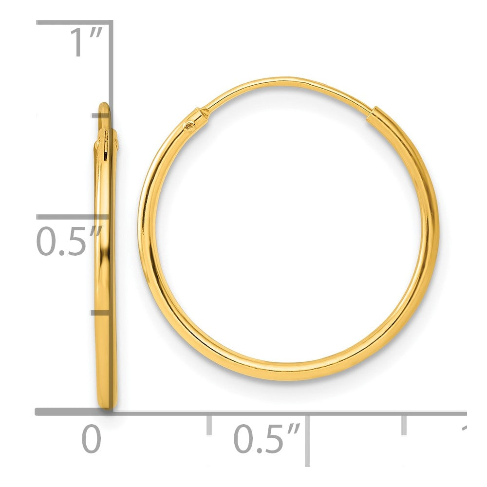 Yellow Gold-plated Sterling Silver 1.3mm Endless Hoop Earrings