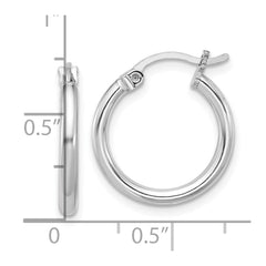 Rhodium-plated Sterling Silver 2mm Round Hoop Earrings
