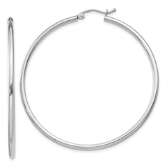 Rhodium-plated Sterling Silver 2mm Round Hoop Earrings