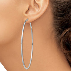 Rhodium-plated Sterling Silver 2mm Round Hoop Earrings