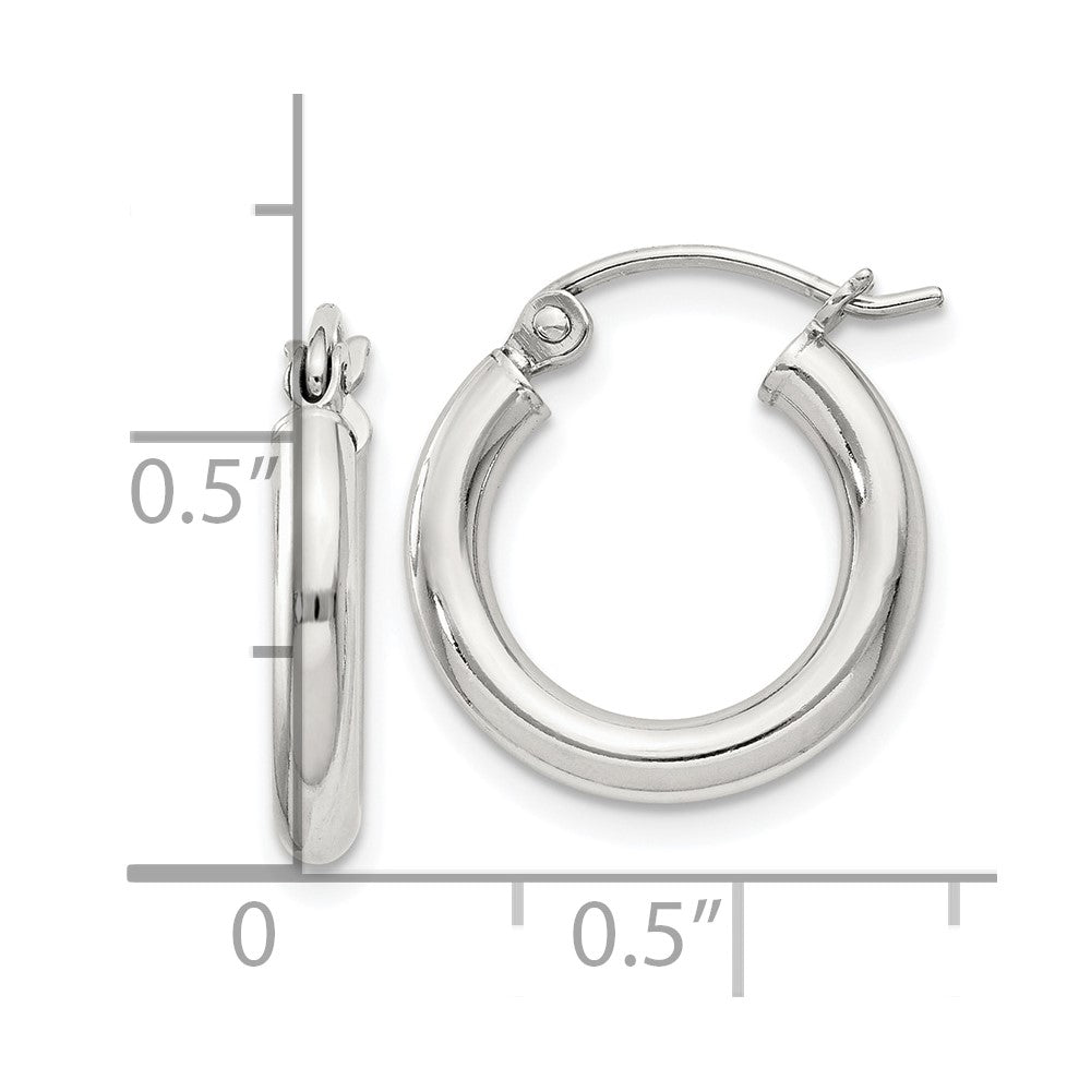 Sterling Silver 2.5mm Round Hoop Earrings