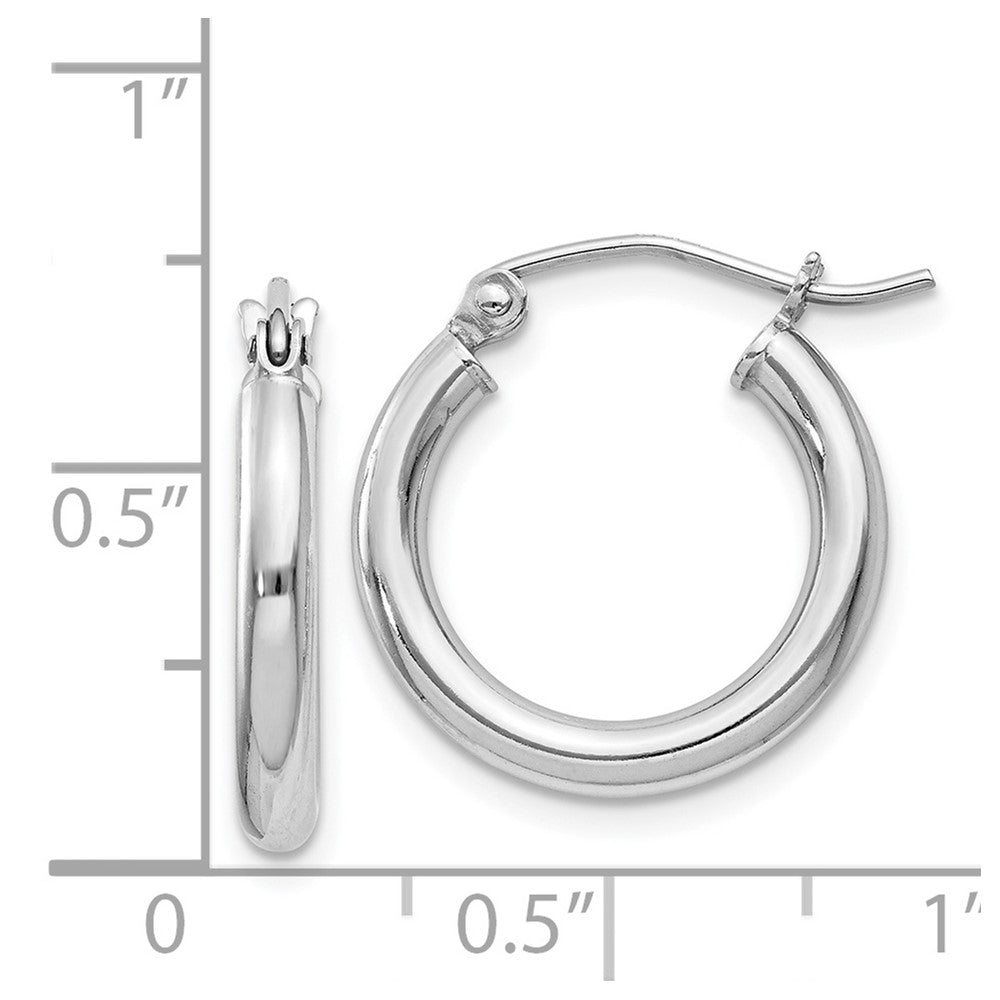Rhodium-plated Sterling Silver 2.5mm Round Hoop Earrings