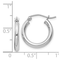 Rhodium-plated Sterling Silver 2.5mm Round Hoop Earrings