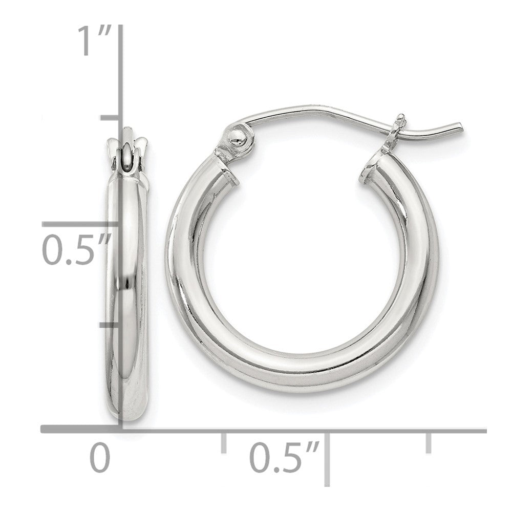 Sterling Silver 2.5mm Round Hoop Earrings