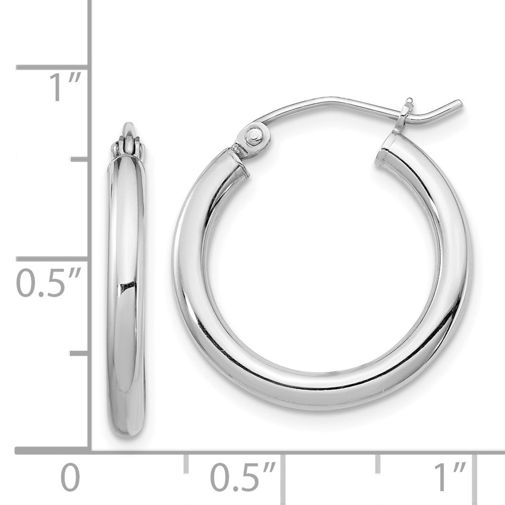 Rhodium-plated Sterling Silver 2.5mm Round Hoop Earrings