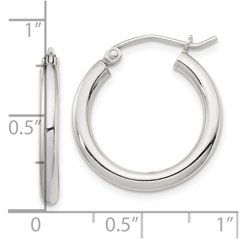 Sterling Silver 2.5mm Round Hoop Earrings