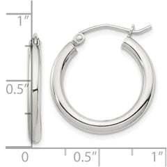 Sterling Silver 2.5mm Round Hoop Earrings
