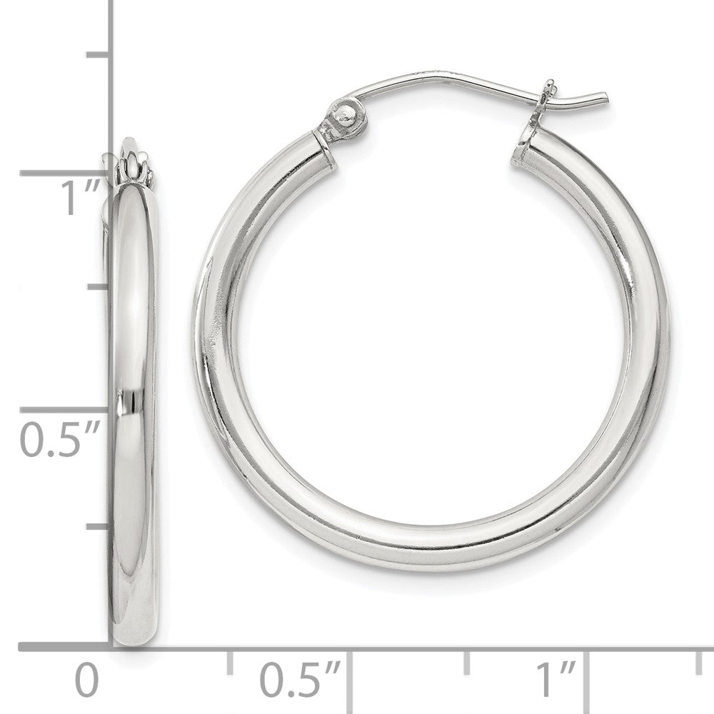 Sterling Silver 2.5mm Round Hoop Earrings