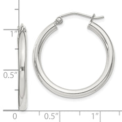 Sterling Silver 2.5mm Round Hoop Earrings
