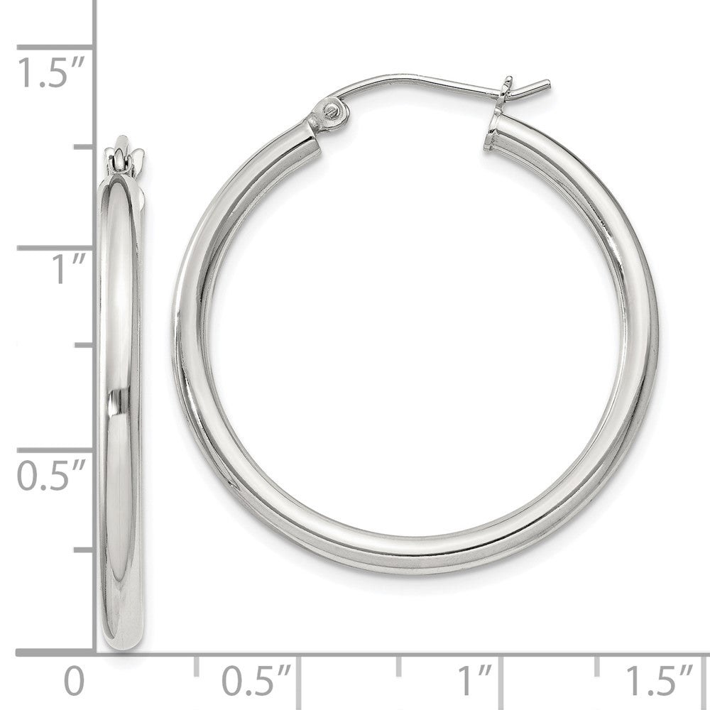 Sterling Silver 2.5mm Round Hoop Earrings
