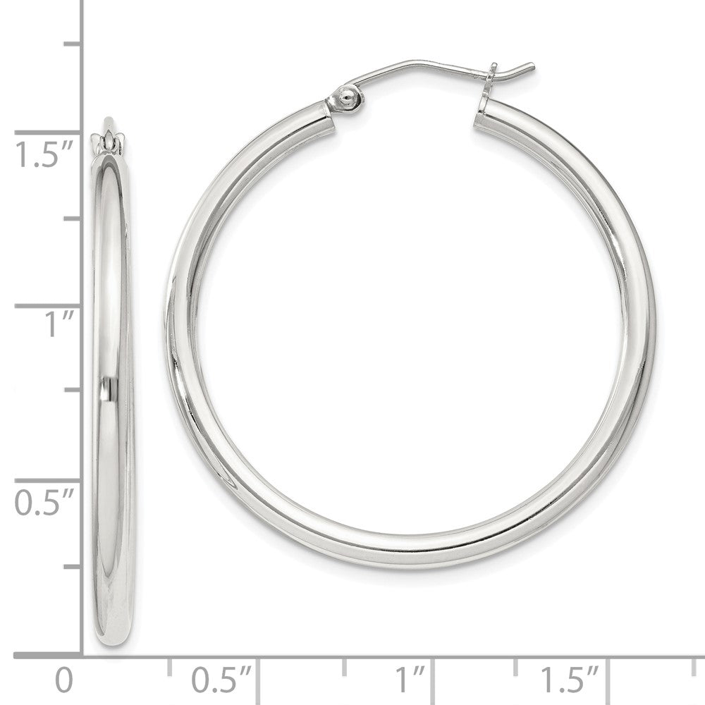 Sterling Silver 2.5mm Round Hoop Earrings