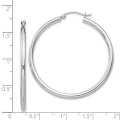 Rhodium-plated Sterling Silver 2.5mm Round Hoop Earrings