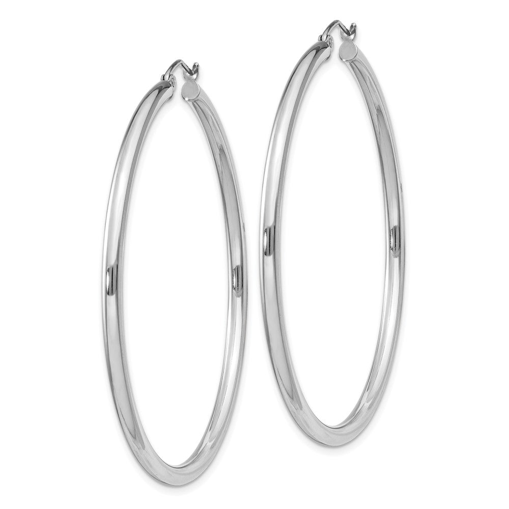 Rhodium-plated Sterling Silver 2.5mm Round Hoop Earrings