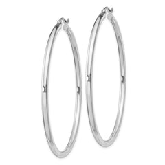 Rhodium-plated Sterling Silver 2.5mm Round Hoop Earrings