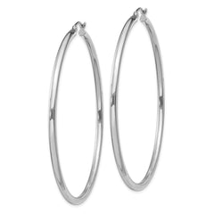 Rhodium-plated Sterling Silver 2.5mm Round Hoop Earrings