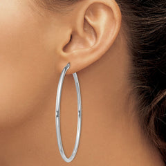 Rhodium-plated Sterling Silver 2.5mm Round Hoop Earrings